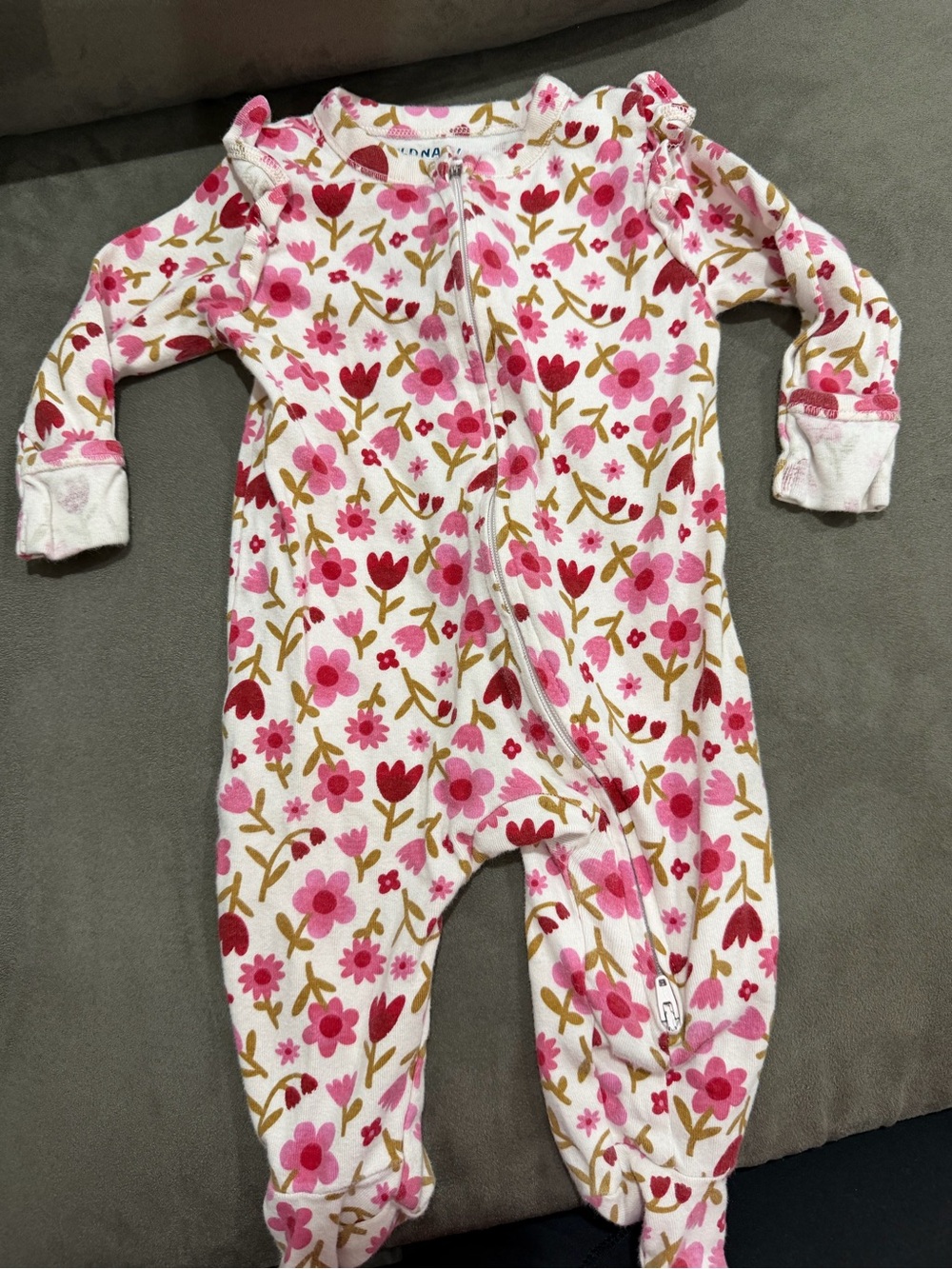 Old Navy Pink Floral Footed Baby One-Piece Zipper Sleepwear